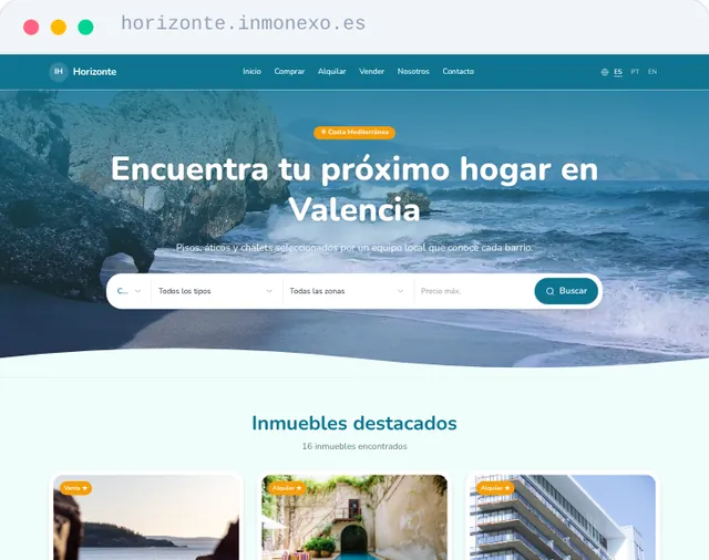 Plantilla Costa de la web de agencia de InmoNexo