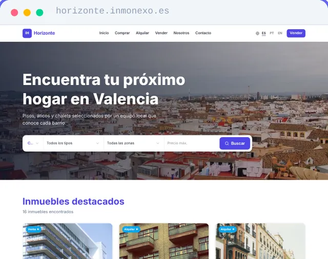 Plantilla Moderno de la web de agencia de InmoNexo